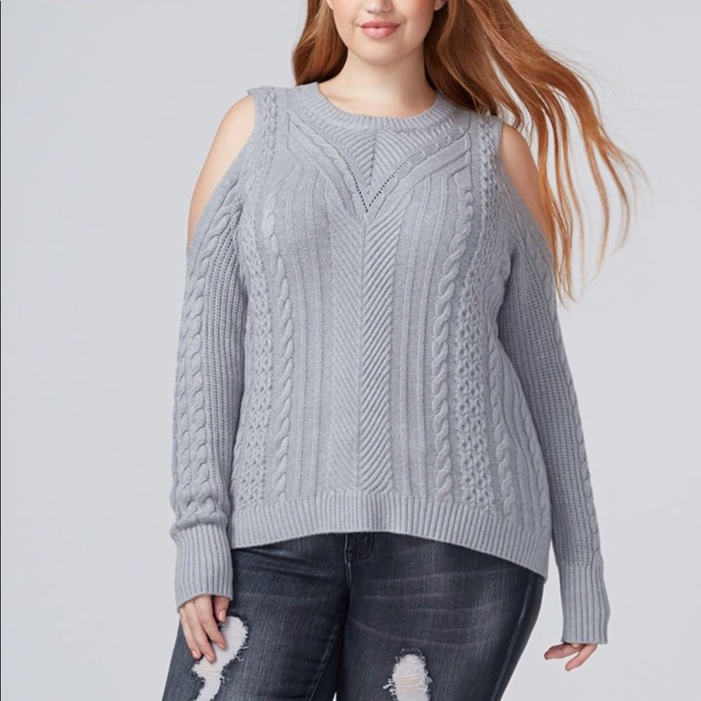 Lane Bryant gray sweater 22/24 cold shoulder